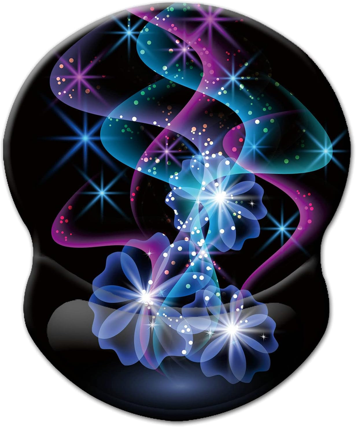 Wrist Mouse Pad, Non-Slip Ergonomic Mouse Pad with Gel Wrist Rest Support, Gaming Mouse Pad 8.7 X 7.5 Inches Pad for Computer, Laptop, Home, Office (Purple Blue Light)