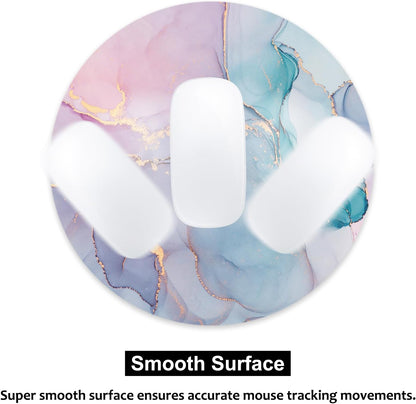 Small Mouse Pad 7.9 X 7.9 Inch, round Mouse Pad for Laptop Wireless Mouse Home Office Travel, Portable & Washable Colourful Marble
